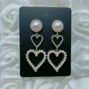 Double Heart Golden Earrings